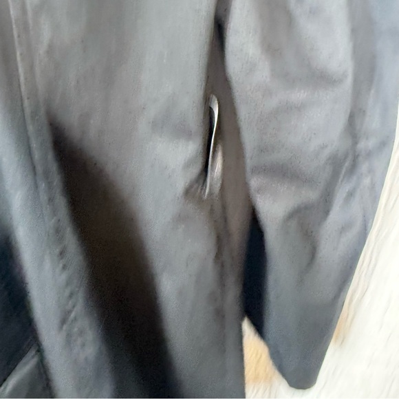 Mackage trench coat with leather trim large black cotton - Picture 13 of 15